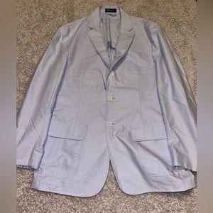 Polo Ralph Lauren Large Light Blue 3 Button Cotton Mens Blazer